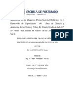 Tesis para Obtener El Grado Académico De: Magister en de La Educación Autor: Br. Llanque Arce, Sonia