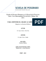 Gestión de Recursos Humanos en La Ejecución de Proyectos Viales: Caso Municipalidad Provincial de Melgar