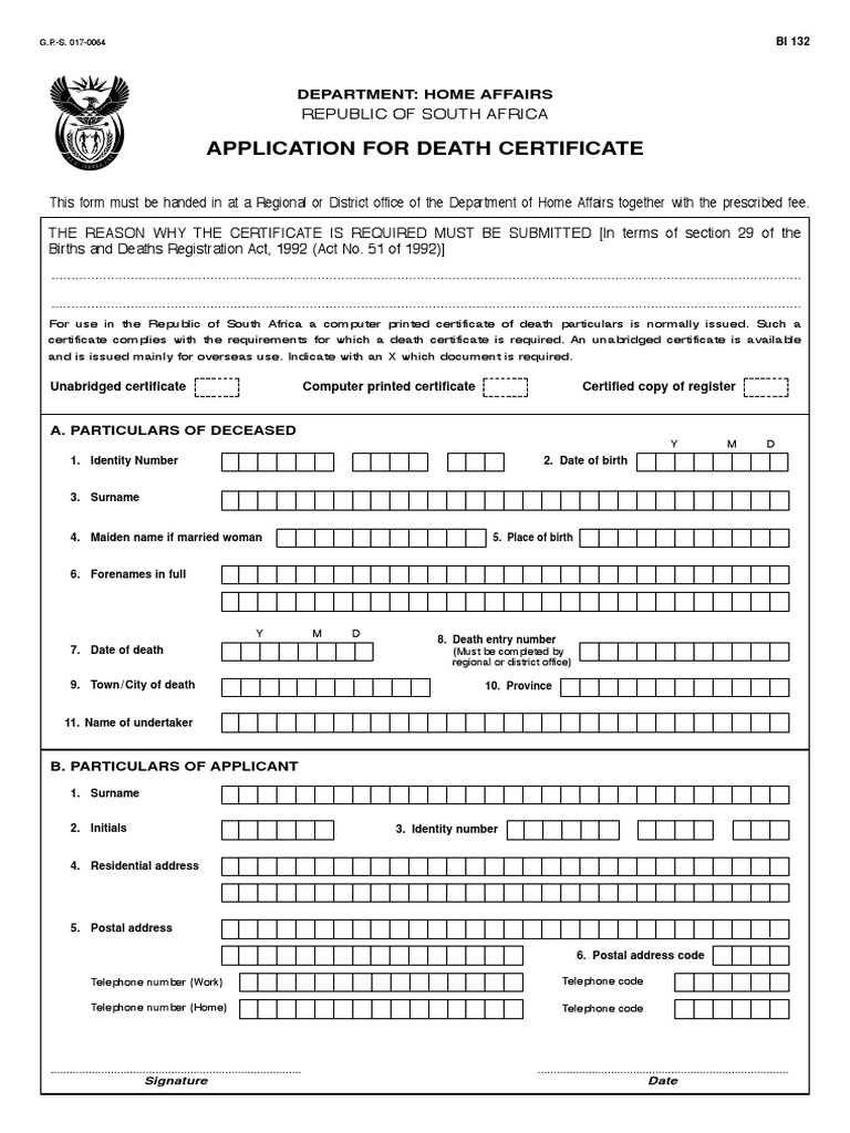 BI 132 DeathCertificate | PDF | Government
