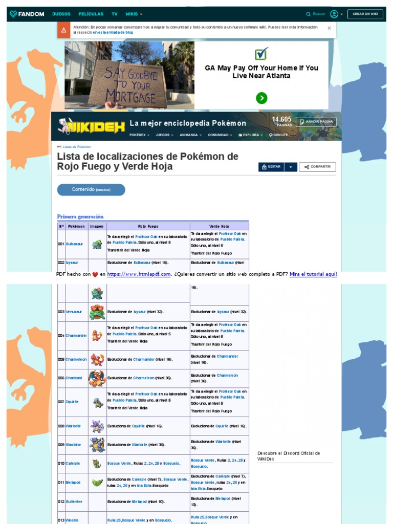 Lista de localizaciones de Pokémon de Rojo Fuego y Verde Hoja - WikiDex, la  enciclopedia Pokémon