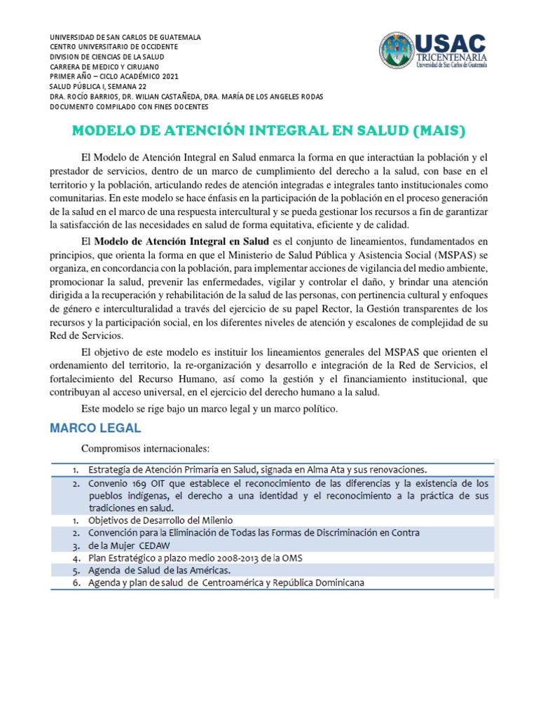 Modelo MAIS de Atención Integral en Salud | PDF | Planificación ...