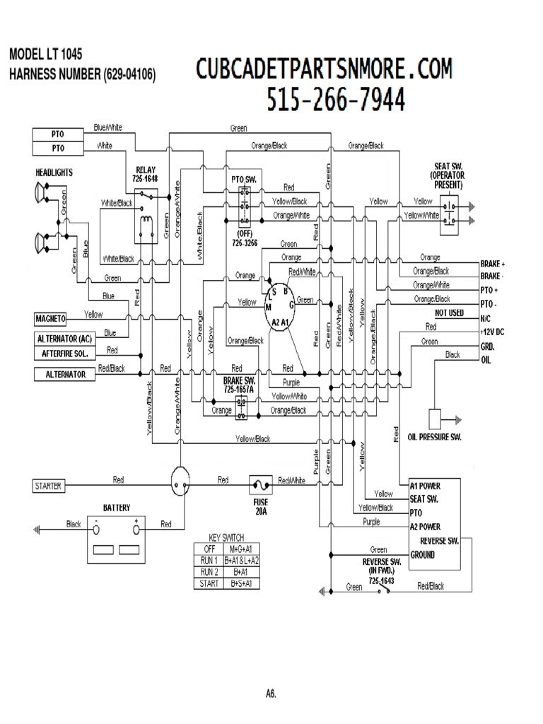Cub Cadet Lt 1045 2005 Wiring Schematic Pdf 