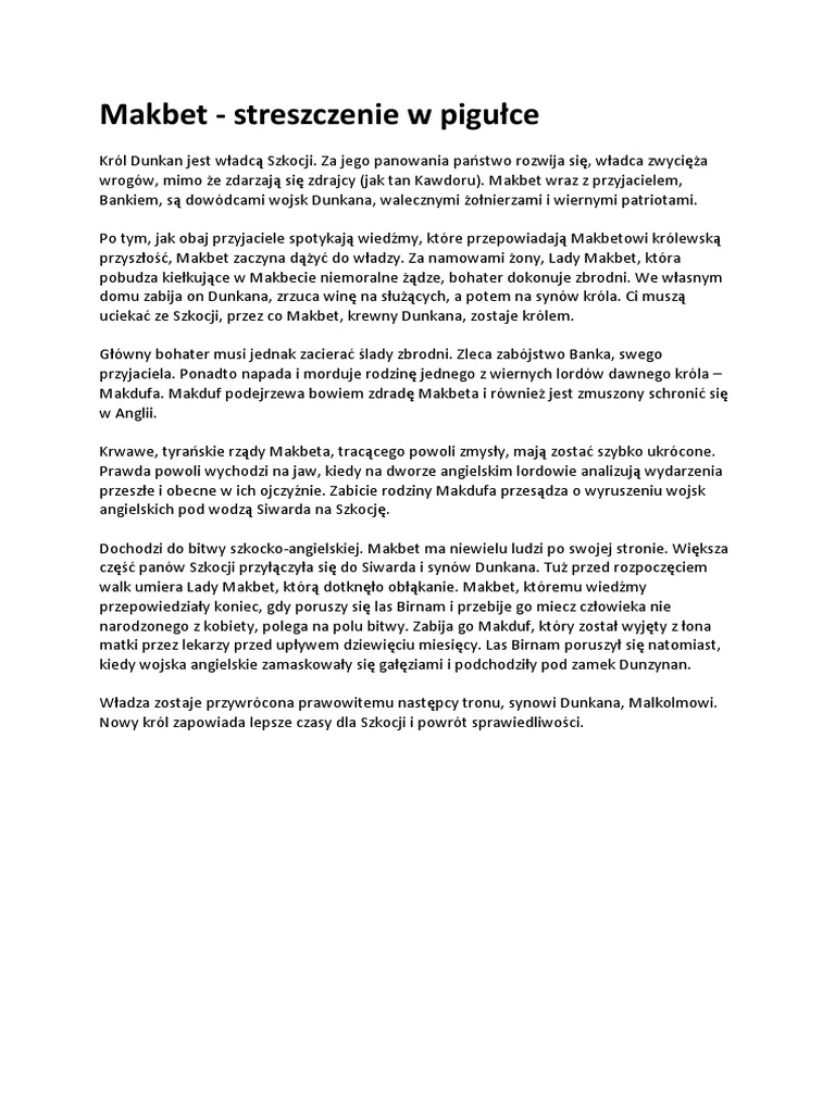 Makbet Notatka Pdf