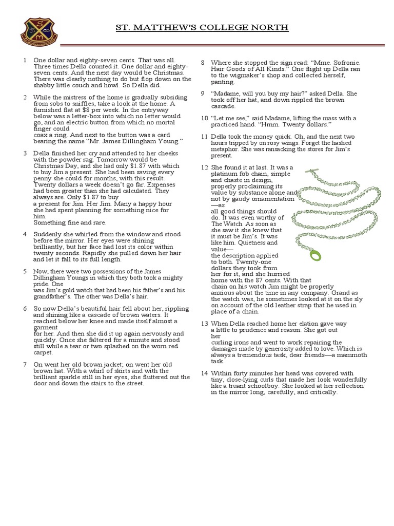 Reading Comprehension The Gift Of The Magi | Pdf