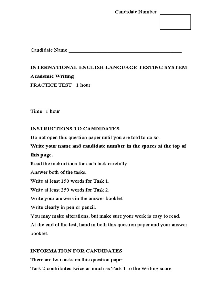 International English Language Testing System Academic Writing | PDF ...