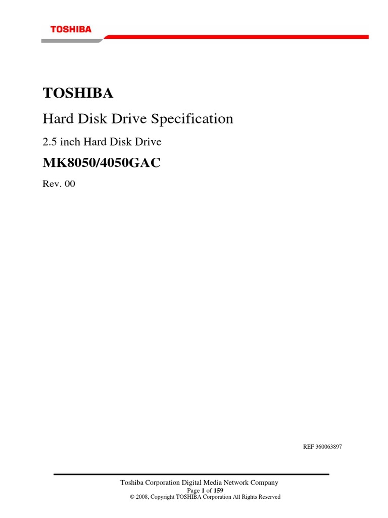 Hard Disk Drive Specification Hard Disk Drive Specification 25 Inch