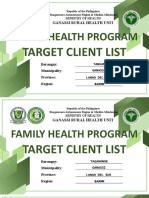 Family Health Program: Target Client List