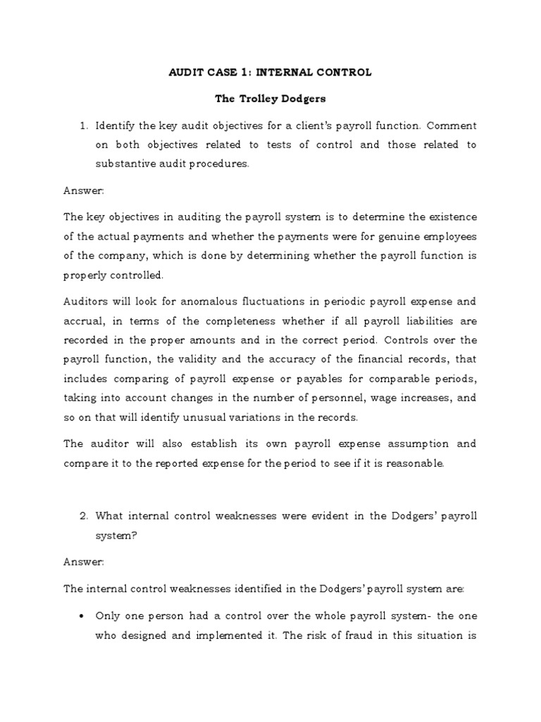 Internal Auditing Case Study PDF Internal Control Audit
