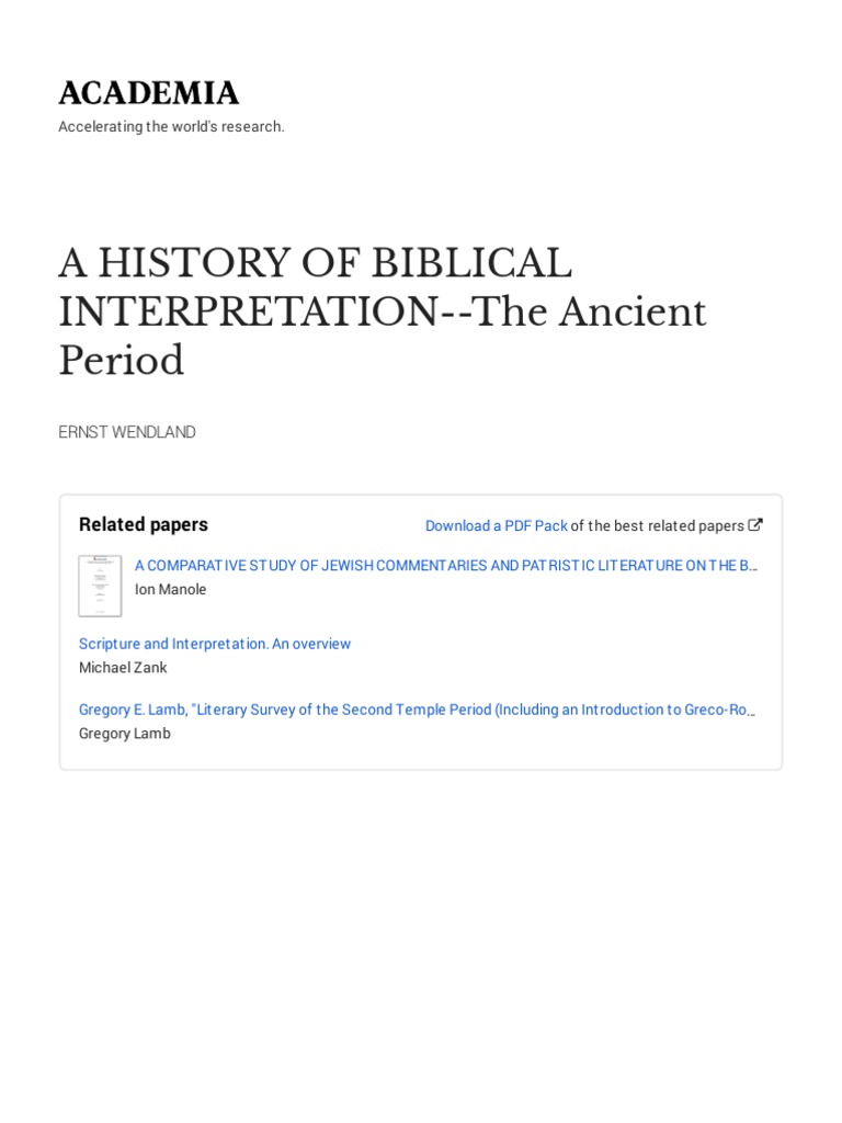 A History Of Biblical Interpretation Volume 1 The Ancient.