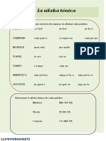 La Sílaba Tónica: Elegí Cuál Es La Forma Correcta de Separar en Sílabas Cada Palabra