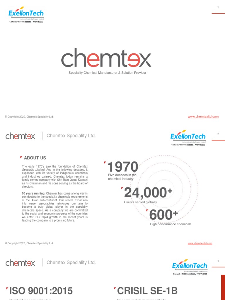 Profile - Chemtex Speciality LTD 2021 ETAIPL | PDF | Quality Management ...