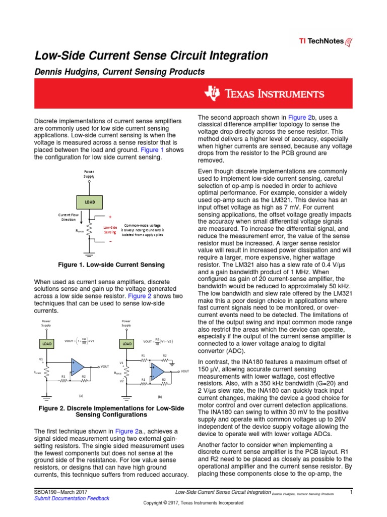 LowSide Current Sense Circuit Integration Dennis Hudgins, Current