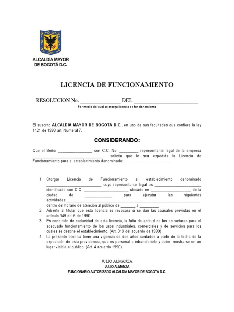 Licencia de Funcionamiento | PDF
