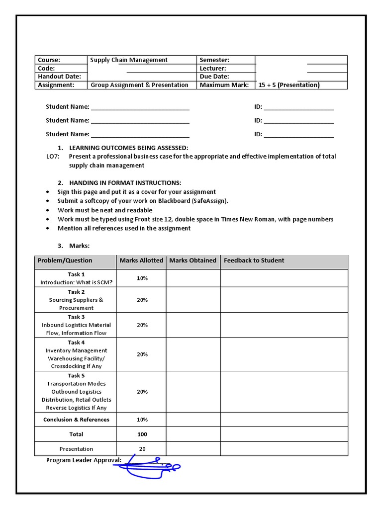 Supply Chain Management Group Assignment | PDF | Supply Chain | Supply ...