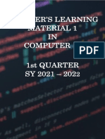 Learner'S Learning Material 1 IN Computer 10 1St Quarter SY 2021 - 202