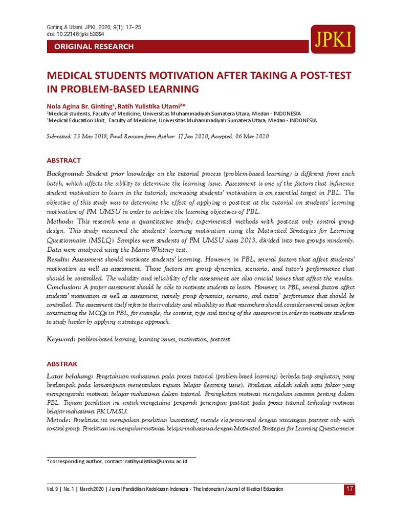 Post-Test Impact on Medical Student Motivation | PDF | Educational ...