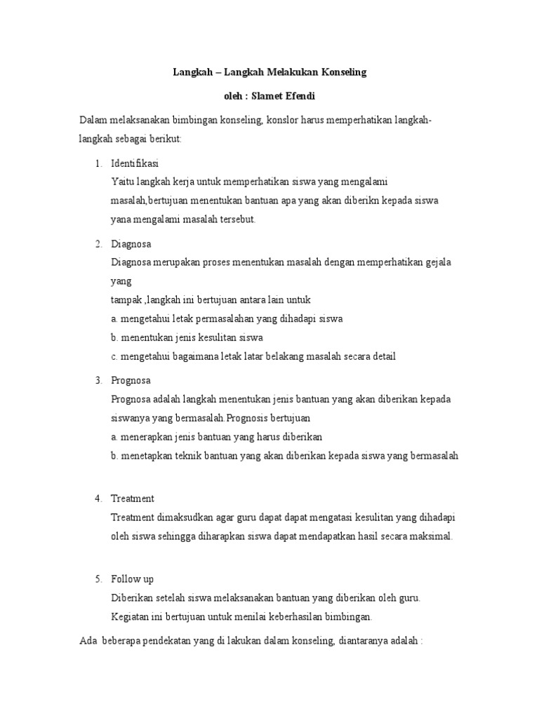 Langkah Langkah Melakukan Konseling