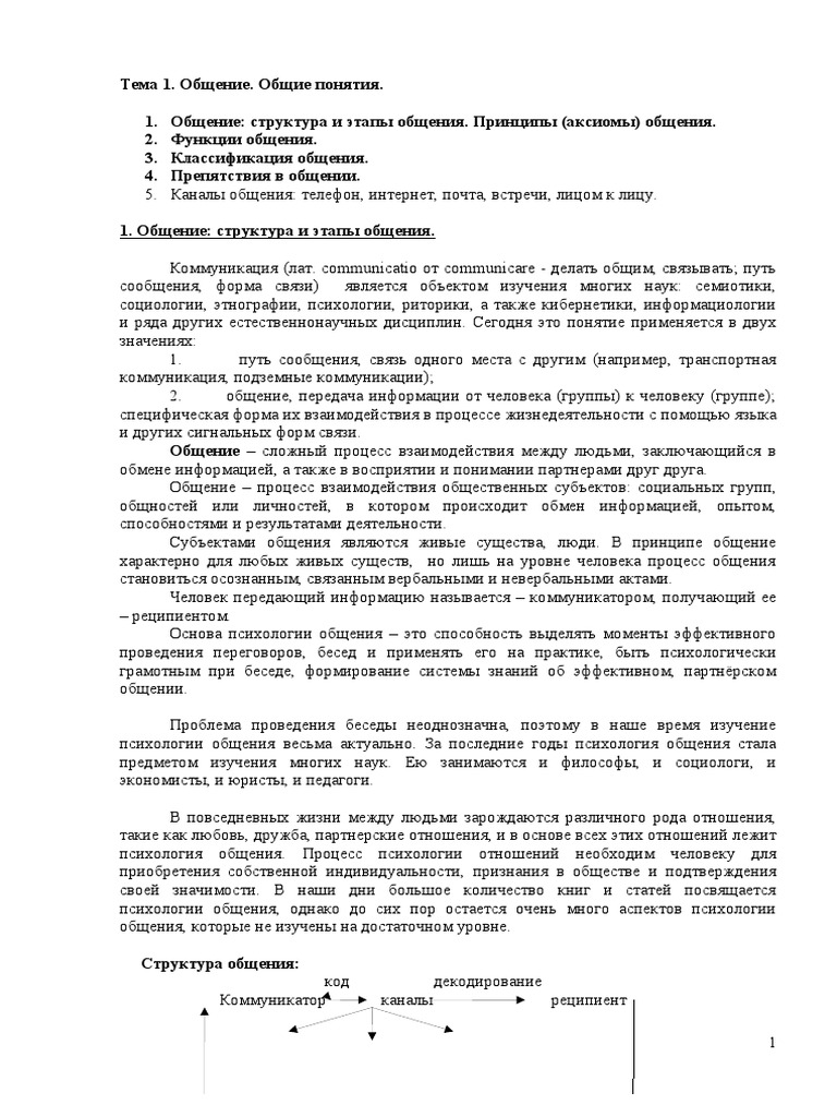Общение. Общие понятия | PDF
