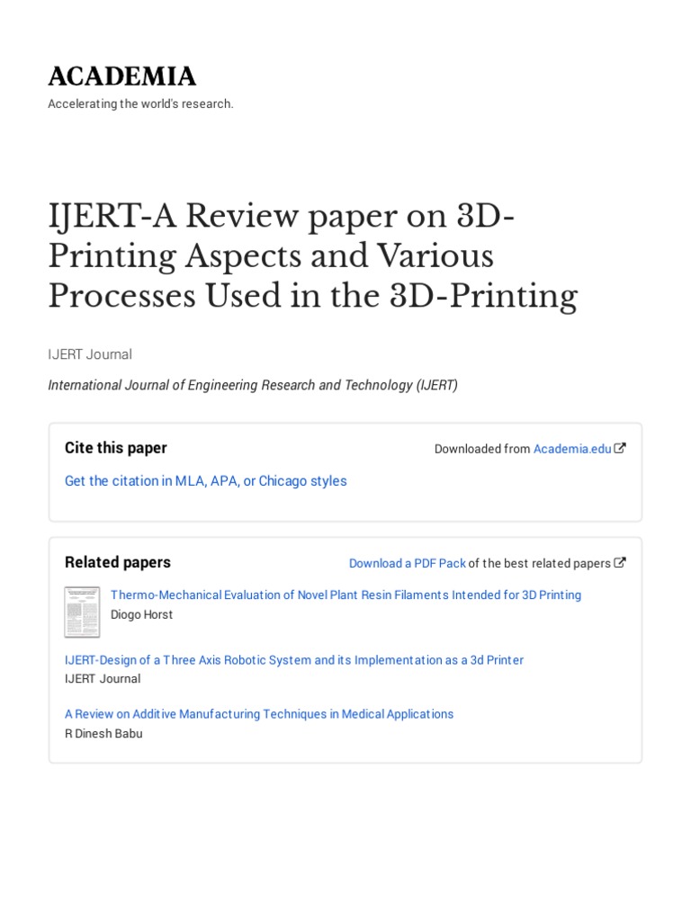 research paper on 3d printing in india