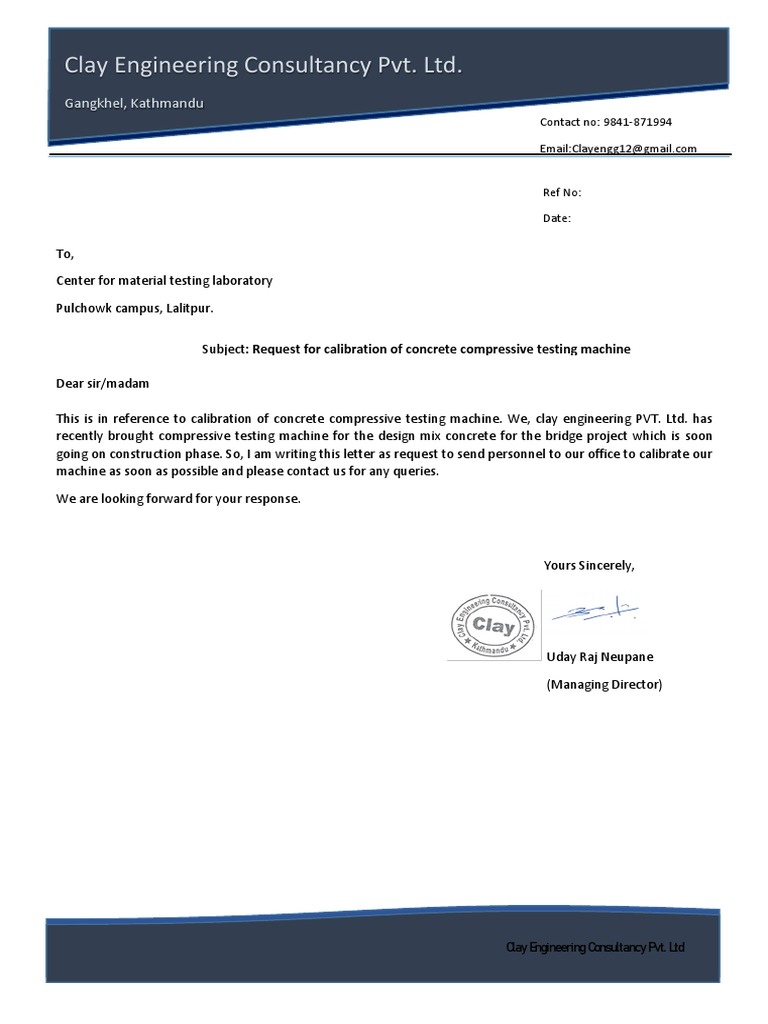 Calibration Request for Testing Machine | PDF