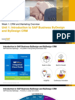 Unit 1: Introduction To Sap Business Bydesign and Bydesign CRM