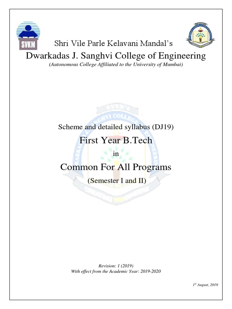 First Year B Tech Syllabus