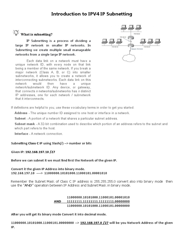 Introduction To IPV4 IP Subnetting | Download Free PDF | Ip Address ...