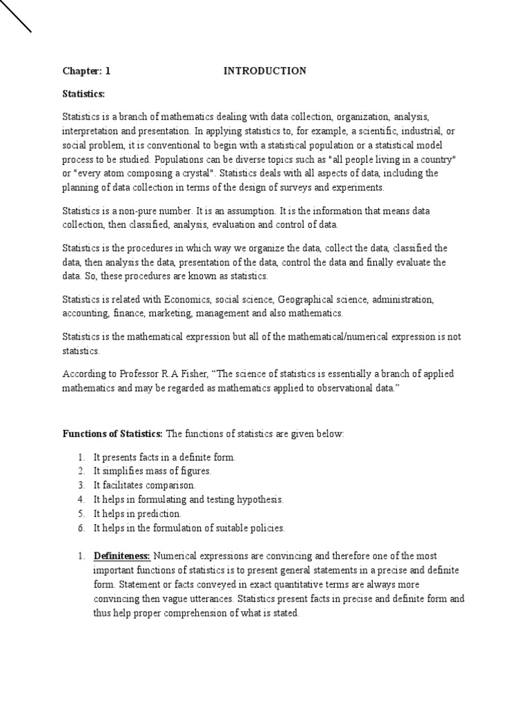 Introduction to Statistics and Its Uses | PDF | Statistics | Mean