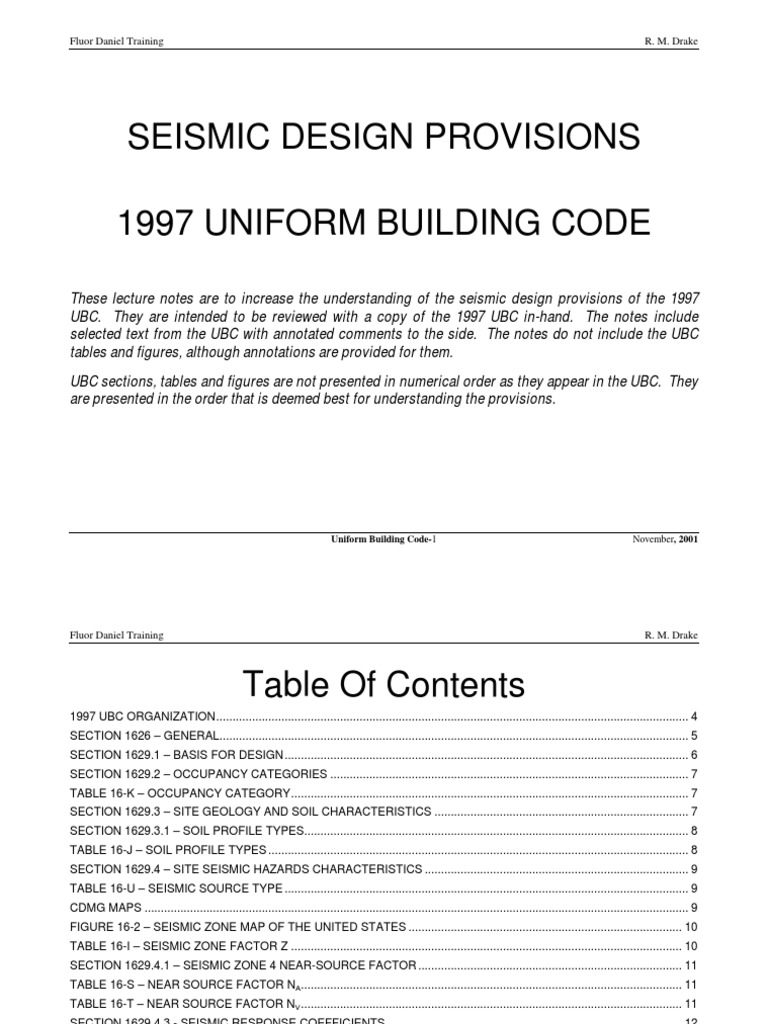Training On UBC97 - EQ | PDF | Earthquakes | Strength Of Materials