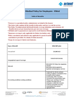 Individual Medical Policy For Employees - Emed: Table of Benefits