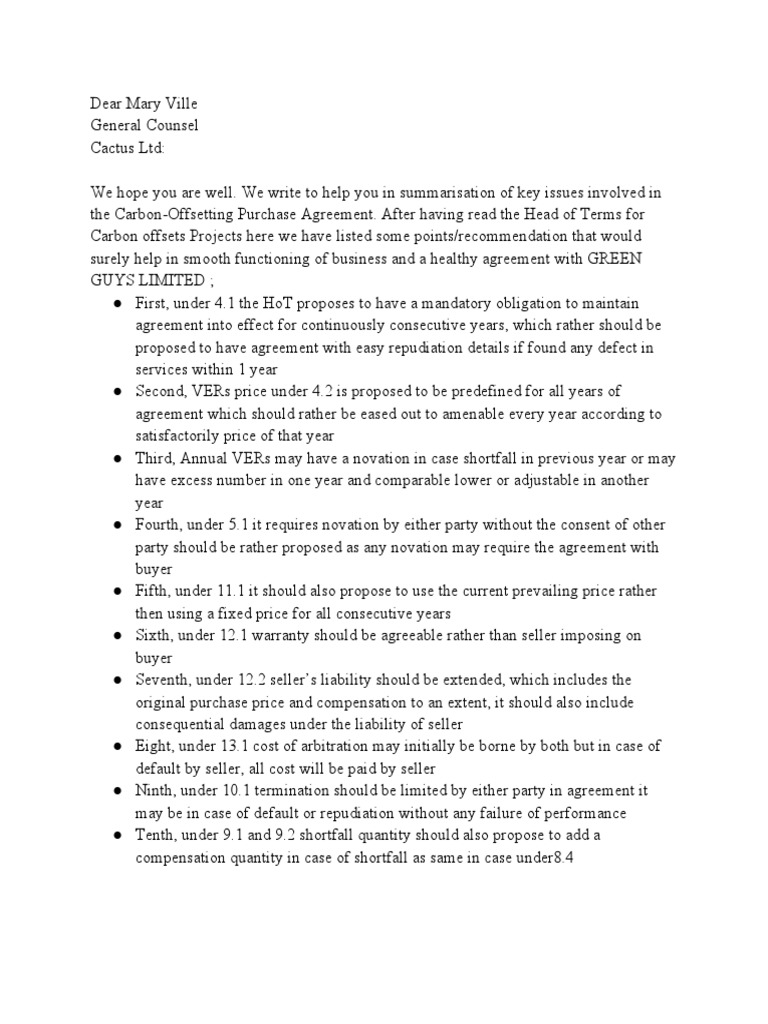 Emission Reduction Purchase Agreement PDF Carbon Offset Business Law