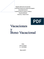 Cálculo de Las Vacaciones y Del Bono Vacacional