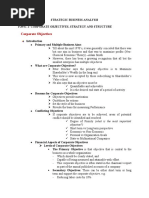 Topic 1 - Corporate Objectives, Strategy and Structure