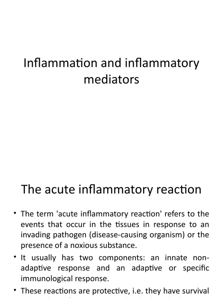 Overview of Inflammatory Mediators | PDF | Inflammation | Cytokine
