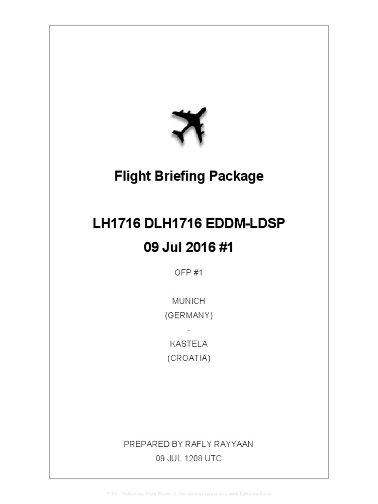 Flight Plan for LH1716 EDDM-LDSP | PDF | Flight | Aviation