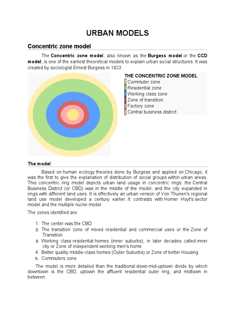 Burgess Concentric Zone Model Explained | PDF | Urbanization | Urban ...