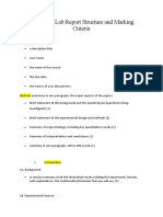 Scaffolded Lab Report Structure and Marking Criteria