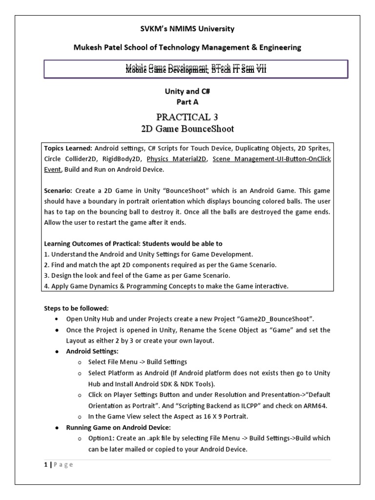 2D Game Development with Unity on Android | PDF | Unity (Game Engine ...