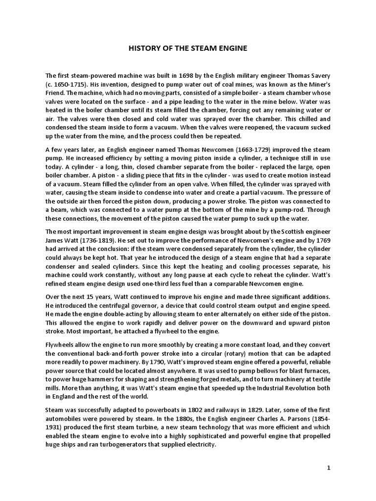 IELTS Reading Exam PDF Steam Engine Engines