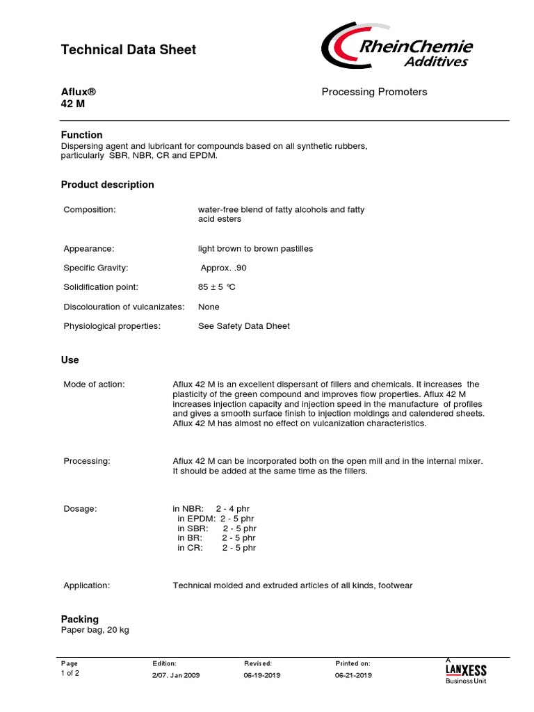 Technical Data Sheet: Aflux® 42 M | PDF | Industrial Processes | Materials
