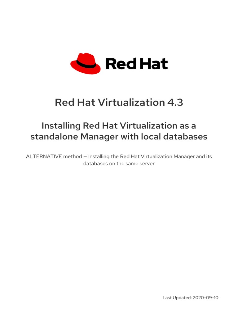 Red Hat Virtualization4.3Installing Red Hat Virtualization As A Standalone Manager With Local