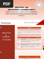 Institute - Uie Department-Academic Unit-2: Array & Strings