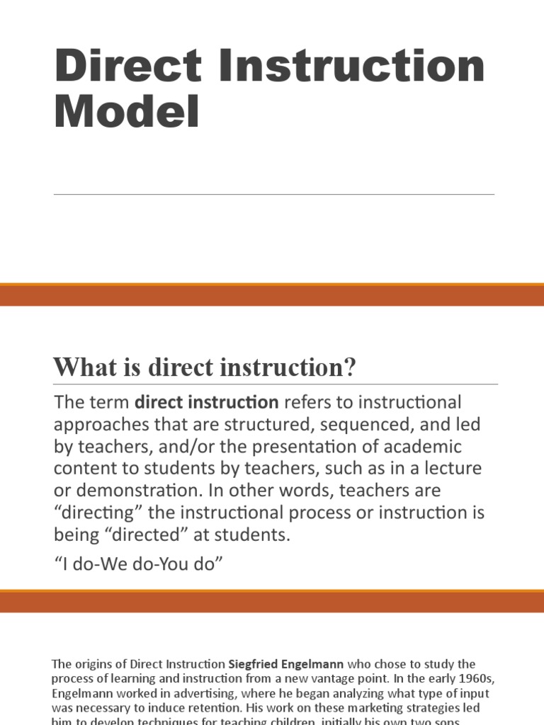 Direct Instruction Model PDF Teachers Learning