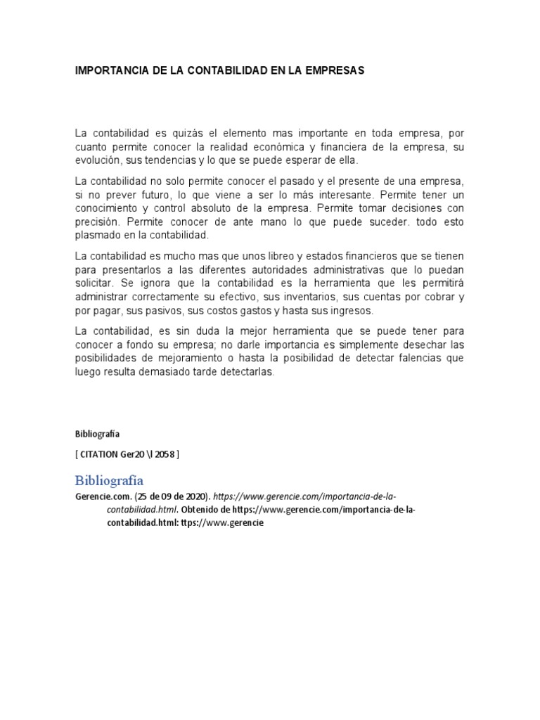 Importancia de La Contabilidad en La Empresas | PDF