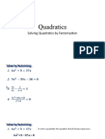 1.1 - Solving Quadratic Equations by Factorisation