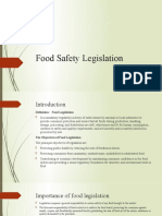 Food Safety Legislation Lecture 6