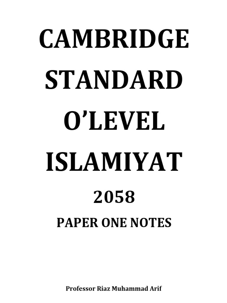O'Level Islamiyat 2058 Study Notes | PDF | Prophets And Messengers In ...