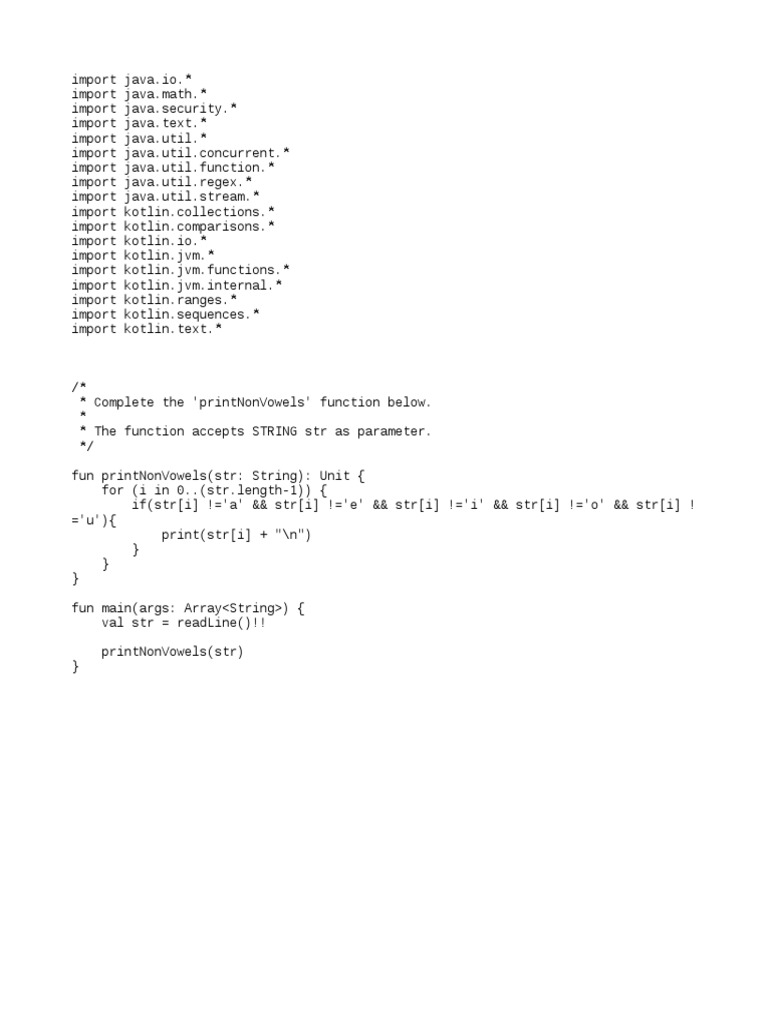 Print Non-Vowel Characters in Kotlin | PDF | Computers