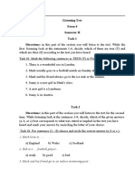Listening Test Form 4 Semester II Task 1 Directions: in This Part of The Section You Will Listen To The Text. While The