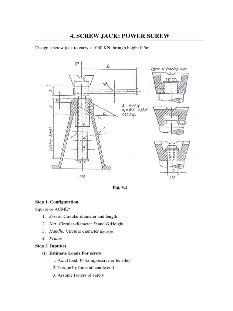 Details For Screw Jack Design PDF Stress (Mechanics) Screw
